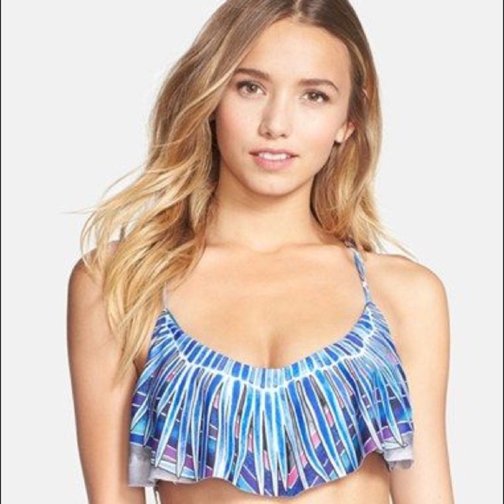 Mara Hoffman Bikini Top in Rising Palm Blue